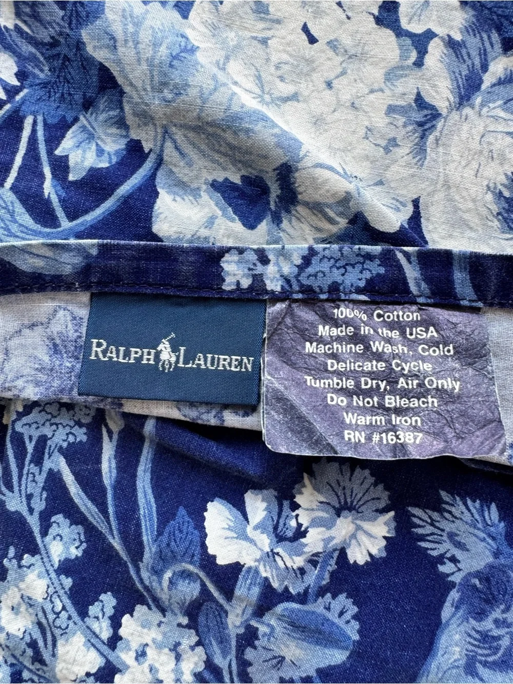 Ralph Lauren Vintage Isadora Navy Blue Floral Ruffled Standard Pillow Sham Set